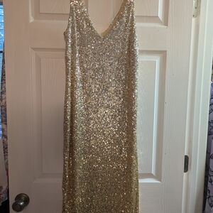 Chelsea & Violet Gold Sequin Prom Dress